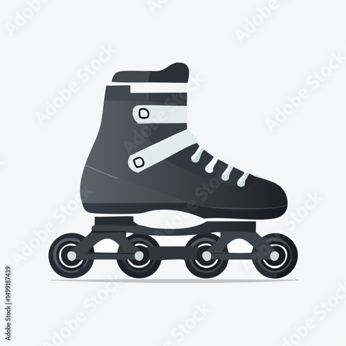 Black Rollerblades Illustration on White Background