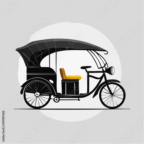 Black Vintage Rickshaw Illustration