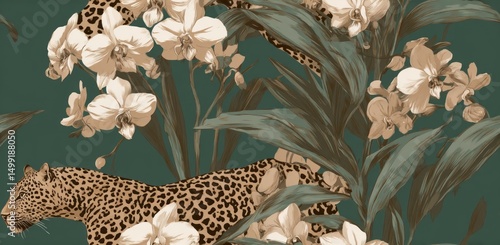 Tropical floral pattern wit...