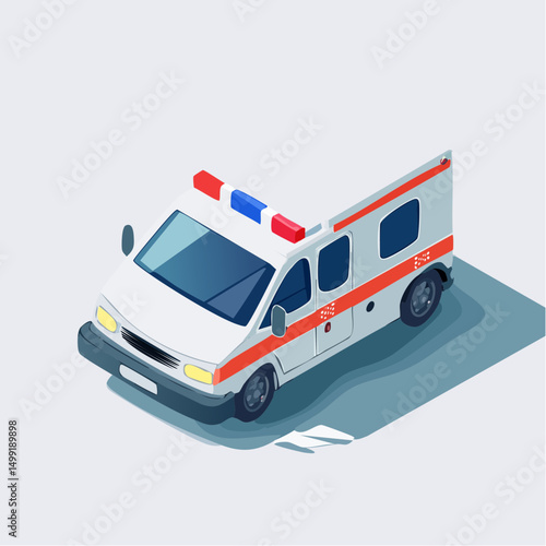 Isometric Pixel Art Ambulance Illustration
