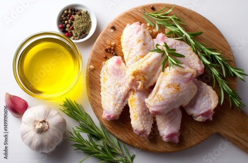 Raw chicken wings seasoned ...