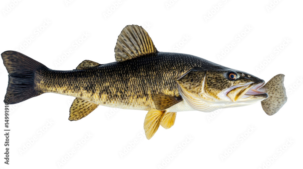 Obraz premium Fishing concept big freshwater fish just take on white background