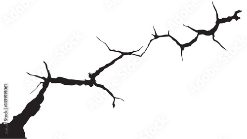 Vector grunge cracked texture. Black cracks isolated on white background. Abstract cracked texture .