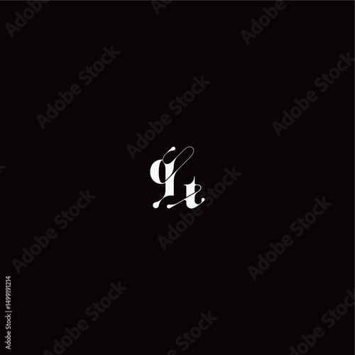 wedding typography initial monogram style and elegant concept QT organic hairline logo letter