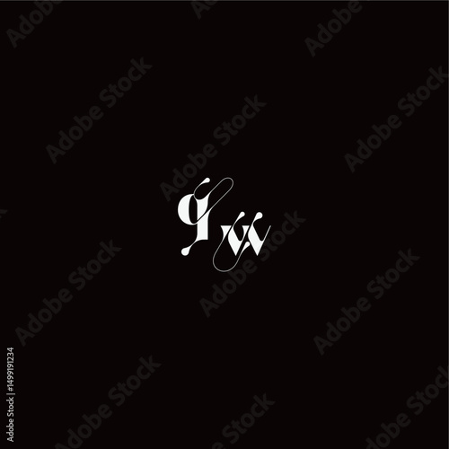 wedding typography initial monogram style and elegant concept QW organic hairline logo letter