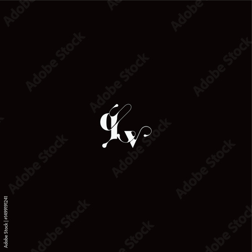 wedding typography initial monogram style and elegant concept QV organic hairline logo letter