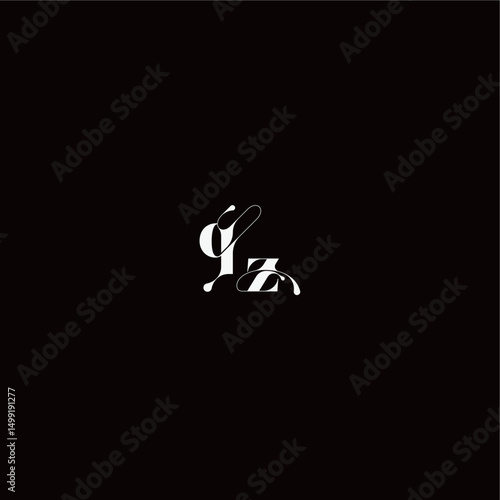 wedding typography initial monogram style and elegant concept QZ organic hairline logo letter