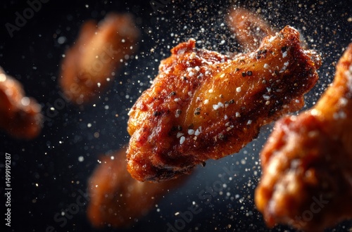 Crispy chicken wings in mid...