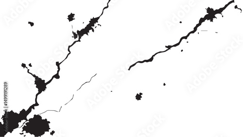 Vector grunge cracked texture. Black cracks isolated on white background. Abstract cracked texture .