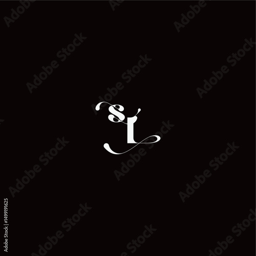 wedding typography initial monogram style and elegant concept SL organic hairline logo letter