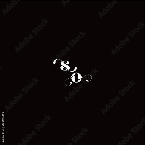 wedding typography initial monogram style and elegant concept SO organic hairline logo letter
