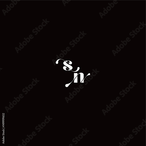 wedding typography initial monogram style and elegant concept SN organic hairline logo letter