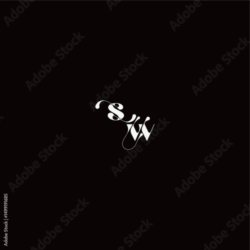 wedding typography initial monogram style and elegant concept SW organic hairline logo letter