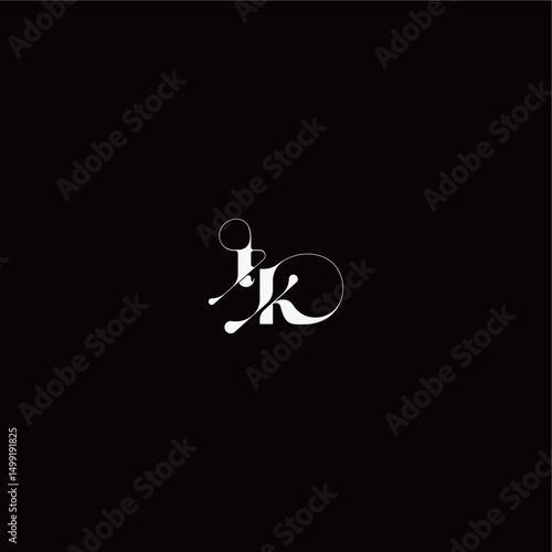 wedding typography initial monogram style and elegant concept TK organic hairline logo letter