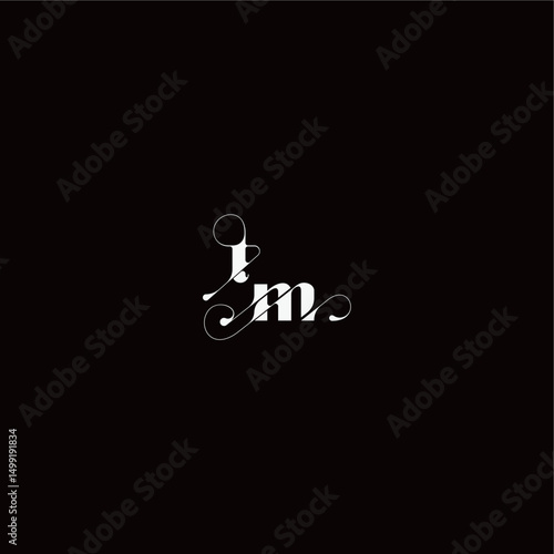 wedding typography initial monogram style and elegant concept TM organic hairline logo letter
