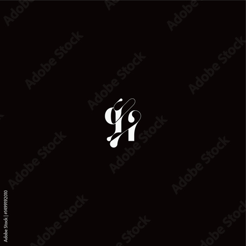 wedding typography initial monogram style and elegant concept QI organic hairline logo letter