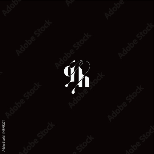 wedding typography initial monogram style and elegant concept QH organic hairline logo letter