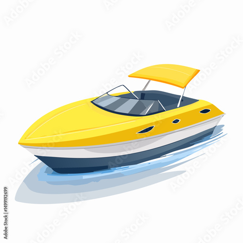 Yellow Speedboat on Blue Water