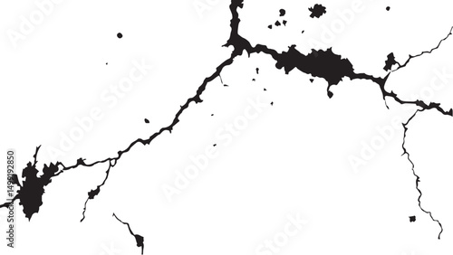 Vector grunge cracked texture. Black cracks isolated on white background. Abstract cracked texture .