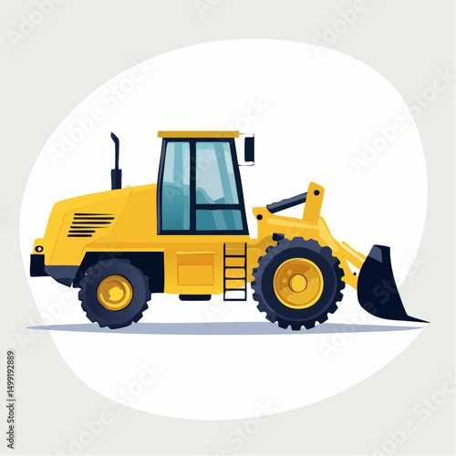 Yellow Wheel Loader on White Background