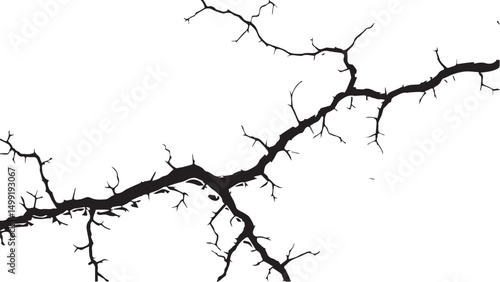 Vector grunge cracked texture. Black cracks isolated on white background. Abstract cracked texture .
