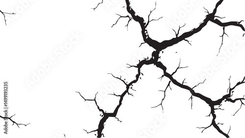 Vector grunge cracked texture. Black cracks isolated on white background. Abstract cracked texture .