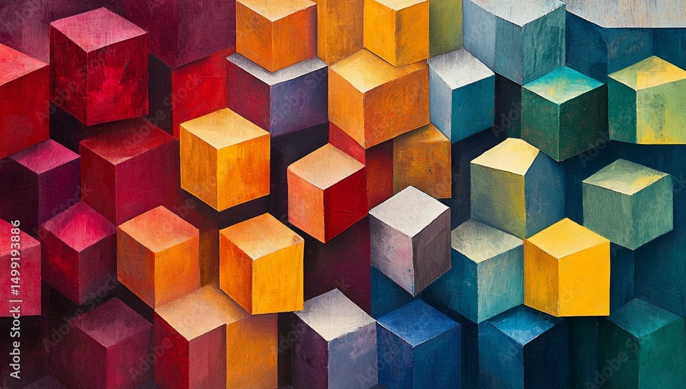 Obraz premium Colorful Cube Abstract Art.