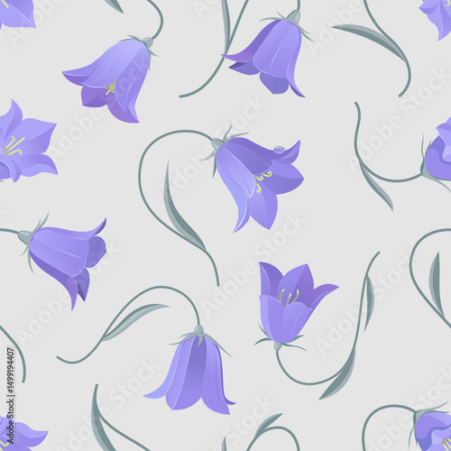 Non-directional seamless pattern with Bellflowers
