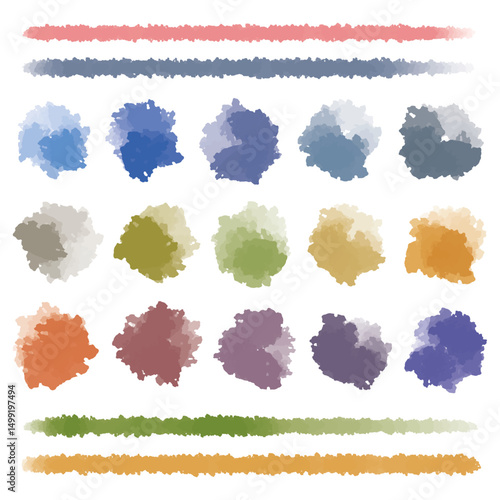 水彩のカラフルなテクスチャ ライン素材