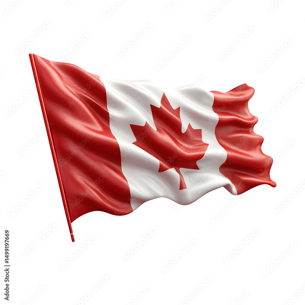Waving Canadian National Flag Isolated on Transparent Background - High-Resolution Clipart for Canada Day and National Events Waving Canadian National Flag Isolated on Transparent Background - High-Resolution Clipart for Canada Day and National Events