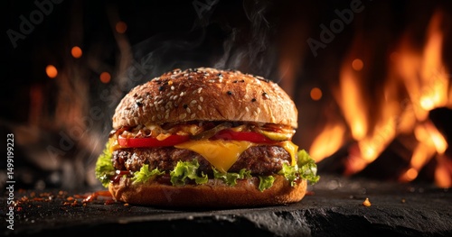 Delicious hot gourmet hambu...