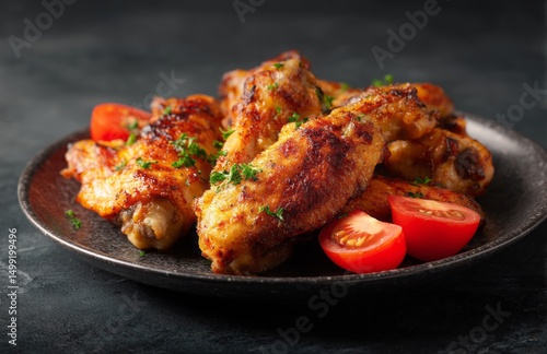 Crispy fried chicken wings ...