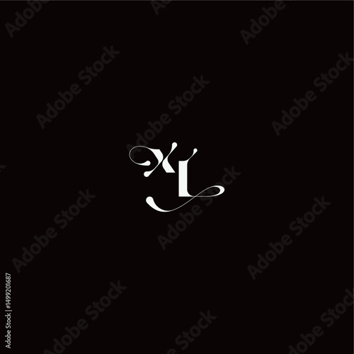 XL letter monogram style and elegant concept organic hairline logo wedding typography initial