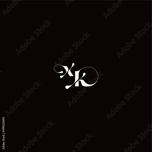 XK letter monogram style and elegant concept organic hairline logo wedding typography initial