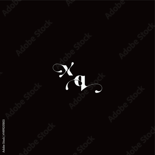 XQ letter monogram style and elegant concept organic hairline logo wedding typography initial