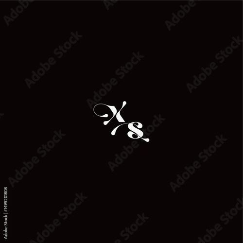 XS letter monogram style and elegant concept organic hairline logo wedding typography initial