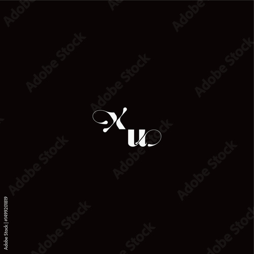 XU letter monogram style and elegant concept organic hairline logo wedding typography initial