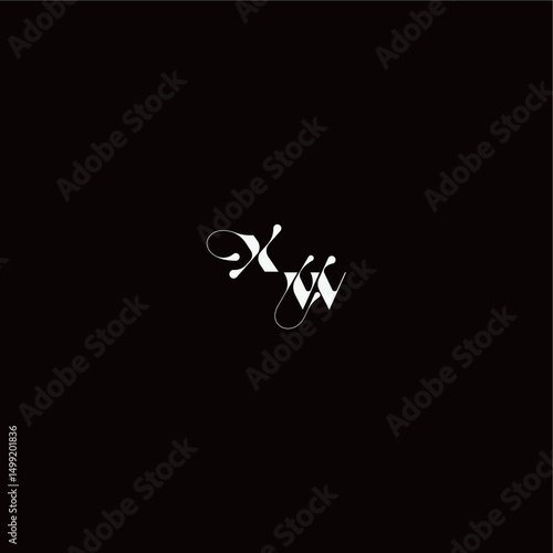 XW letter monogram style and elegant concept organic hairline logo wedding typography initial
