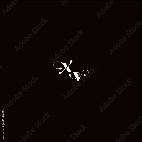 XV letter monogram style and elegant concept organic hairline logo wedding typography initial
