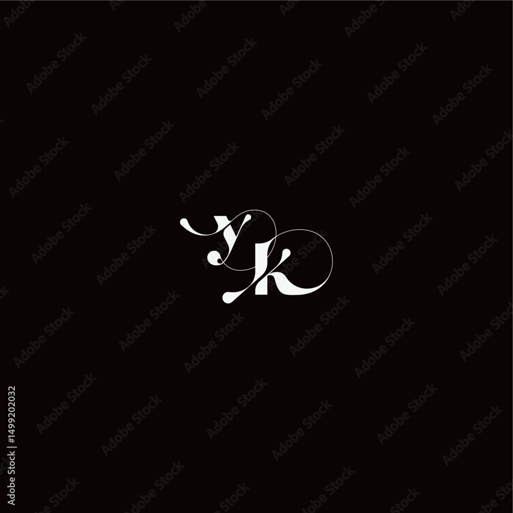 YK letter monogram style and elegant concept organic hairline logo wedding typography initial YK letter monogram style and elegant concept organic hairline logo wedding typography initial