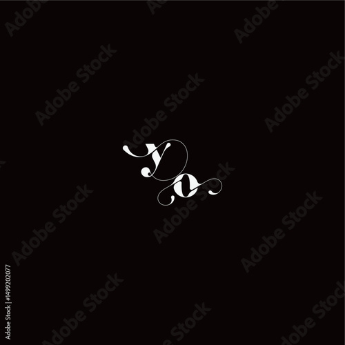 YO letter monogram style and elegant concept organic hairline logo wedding typography initial