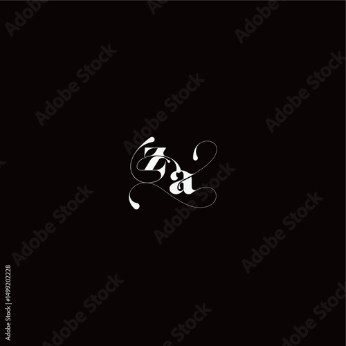 ZA letter monogram style and elegant concept organic hairline logo wedding typography initial