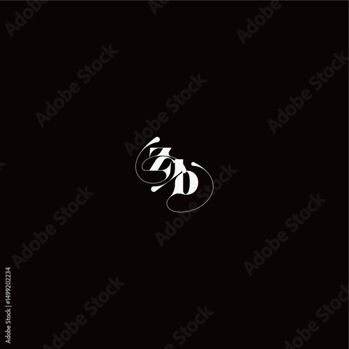 ZB letter monogram style and elegant concept organic hairline logo wedding typography initial