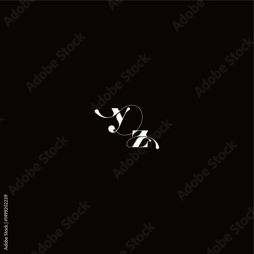 YZ letter monogram style and elegant concept organic hairline logo wedding typography initial