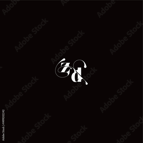 ZD letter monogram style and elegant concept organic hairline logo wedding typography initial