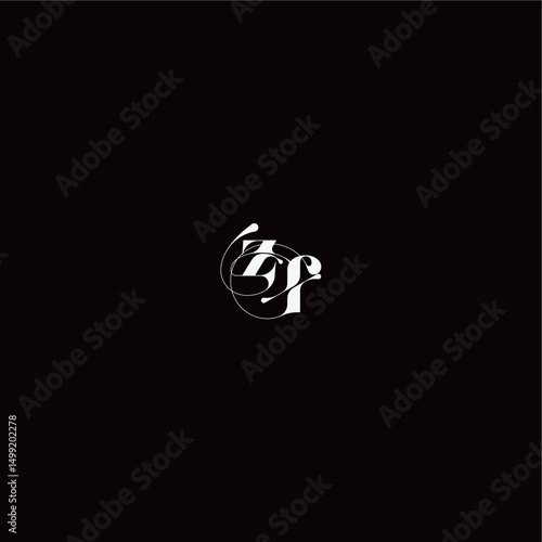 ZF letter monogram style and elegant concept organic hairline logo wedding typography initial