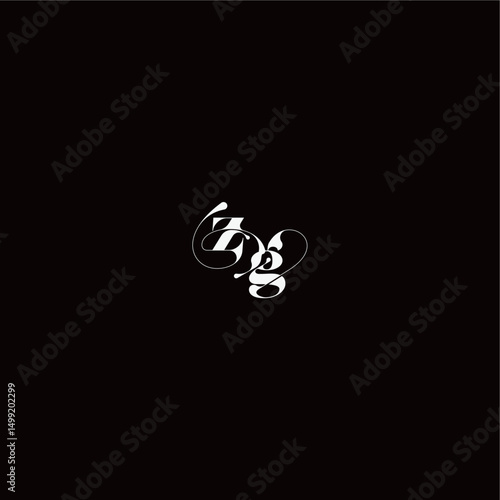 ZG letter monogram style and elegant concept organic hairline logo wedding typography initial
