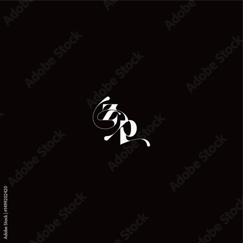 ZP letter monogram style and elegant concept organic hairline logo wedding typography initial