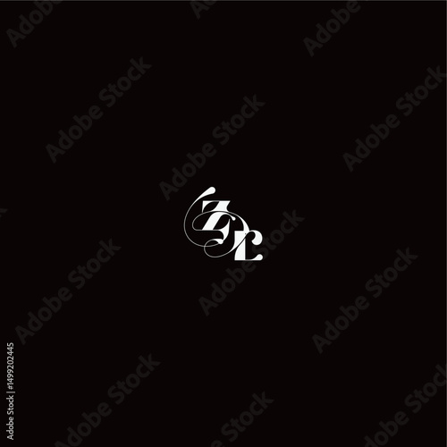 ZR letter monogram style and elegant concept organic hairline logo wedding typography initial