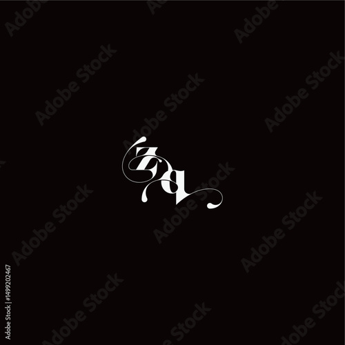 ZQ letter monogram style and elegant concept organic hairline logo wedding typography initial